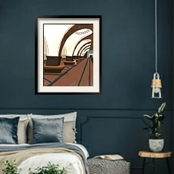 «Станция метро Сокол» в интерьере классической спальни с темными стенами