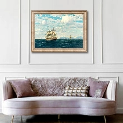 «South Africa, View of the Cape of Good Hope» в интерьере гостиной в классическом стиле над диваном