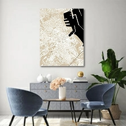 «Палермо: Карта мечты Сицилии» в интерьере современной гостиной над комодом