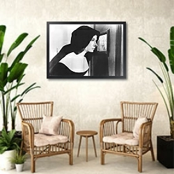 «Хепберн Одри 354» в интерьере комнаты в стиле ретро с плетеными креслами