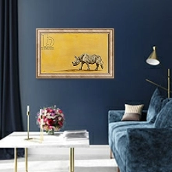 «rhino, 2013, oil on canvas» в интерьере в классическом стиле в синих тонах