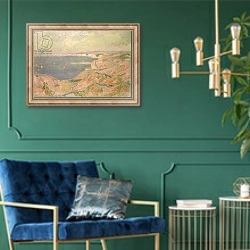 «Seascape 6» в интерьере в классическом стиле с зеленой стеной