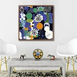 «Цветочный калейдоскоп» в интерьере гостиной в этническом стиле над столом