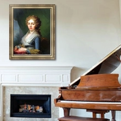 «Портрет великой княгини Елизаветы Алексеевны» в интерьере классической гостиной над камином