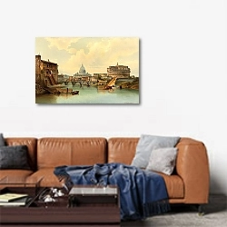 «Rome, View Of Castel Sant’angelo» в интерьере современной гостиной над диваном