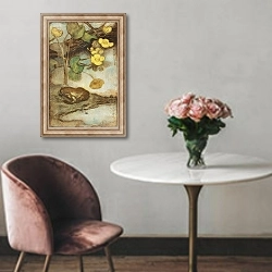 «Frog With Marsh Marigold» в интерьере в классическом стиле над креслом