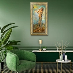 «Pagan Dancer» в интерьере гостиной в зеленых тонах