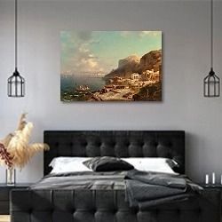 «Порт Капри» в интерьере современной спальни с черной кроватью