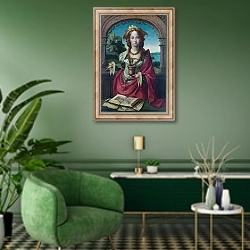 «Магдалена» в интерьере гостиной в зеленых тонах