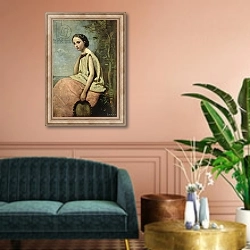 «Zingara with a Tambourine» в интерьере классической гостиной над диваном