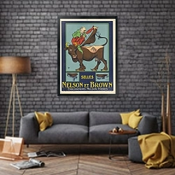 «Selles Nelson et Brown. Établissements Nelson frères» в интерьере в стиле лофт над диваном