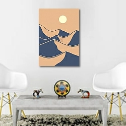 «Каппадокия, Турция: Мечты о пустынных дюнах под ночным небом» в интерьере гостиной в этническом стиле над столом