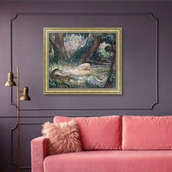 «Sleeping Nymph» в интерьере гостиной с розовым диваном