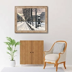 «A Paris Boulevard in the Snow» в интерьере в классическом стиле над комодом