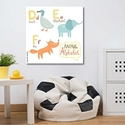 «Алфавит с животными DEF» в интерьере детской комнаты для маленького футболиста