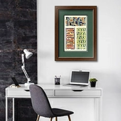 «Портфолио с абстрактными рисунками, стр.11» в интерьере кабинета в черно-белых цветах