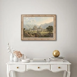 «Vue de Sion prise du Côté du Couchant» в интерьере в классическом стиле над столом