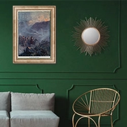 «Illustration for Lorna Doone 12» в интерьере классической гостиной с зеленой стеной над диваном