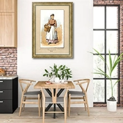 «Köchin» в интерьере кухни с кирпичными стенами над столом