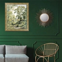 «Pleasant Valley, New Jersey» в интерьере классической гостиной с зеленой стеной над диваном