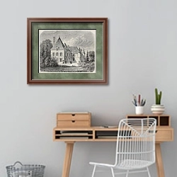 «Chateau Haut-Brion, France. Created by Lallemand and Lancelot, published on L'Illustration, Journal » в интерьере кабинета с деревянным столом