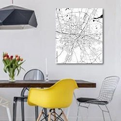 «План города Мюнхен, Бавария, Германия» в интерьере столовой в скандинавском стиле с яркими деталями