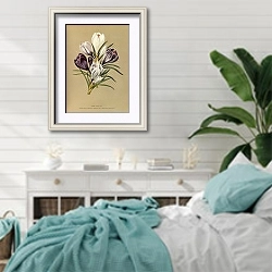 «Весенний крокус. Вар.» в интерьере спальни в стиле прованс с голубыми деталями