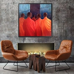 «Saffron Monks» в интерьере в стиле лофт с бетонной стеной над камином