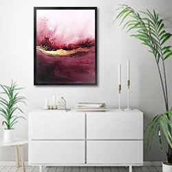 «Maroon vortex» в интерьере светлой минималистичной гостиной над комодом