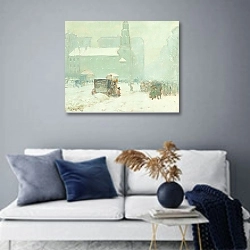 «Park Street, Boston» в интерьере современной гостиной в синих тонах