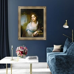 «Портрет Марии Ивановны Лопухиной» в интерьере в классическом стиле в синих тонах