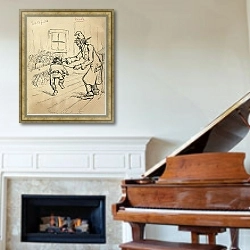 «Учитель приходской школы» в интерьере классической гостиной над камином