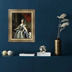 «Портрет Екатерины II 5» в интерьере в классическом стиле в синих тонах