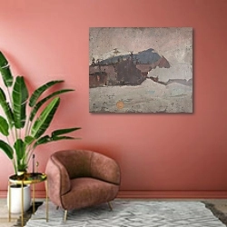 «Winter landscape» в интерьере современной гостиной в розовых тонах