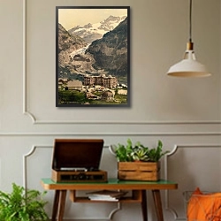 «Швейцария. Гриндельвальд, отель Барен» в интерьере комнаты в стиле ретро с проигрывателем виниловых пластинок