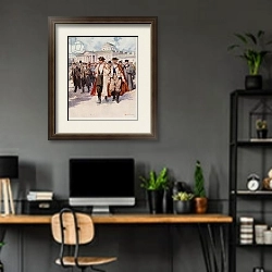 «The Members leaving the Dooma» в интерьере кабинета с серыми стенами