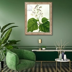 «Catalpa Speciosa» в интерьере гостиной в зеленых тонах