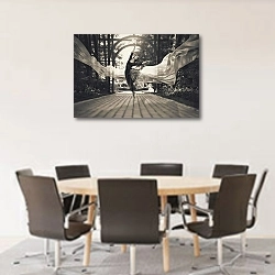 «Балерина на улице» в интерьере конференц-зала с круглым столом