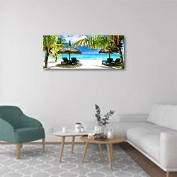«Роскошный отдых на острове Маврикий» в интерьере современной гостиной в светлых тонах
