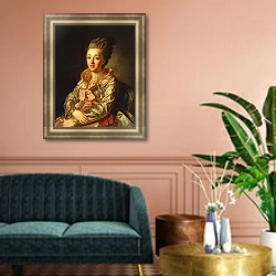 «Портрет великой княгини Натальи Алексеевны 2» в интерьере классической гостиной над диваном