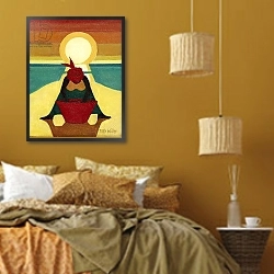 «African Sunset, 2009» в интерьере спальни  в этническом стиле в желтых тонах