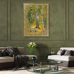 «Онтеора» в интерьере гостиной в оливковых тонах