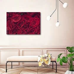 «Ало-красные розы в букете» в интерьере современной прихожей в розовых тонах