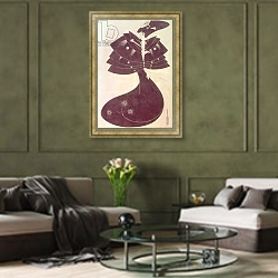 «The Black Cape, illustration for the English edition of Oscar Wilde's play 'Salome', 1894» в интерьере гостиной в оливковых тонах