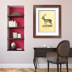 «Длинногривый олень» в интерьере кабинета в классическом стиле над столом