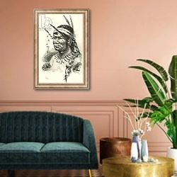 «A Coreguaje, Korébahü or Koré pâín Indian from Caquetá, Colombia» в интерьере классической гостиной над диваном