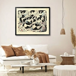 «Пять танцовщиц при параде. - Пять танцовщиц на шпагате» в интерьере светлой гостиной в стиле ретро