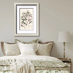 «Rose-coloured Centradenia» в интерьере спальни в стиле прованс над кроватью