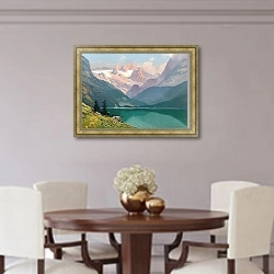 «Lake Gosau with the Dachstein» в интерьере столовой в классическом стиле