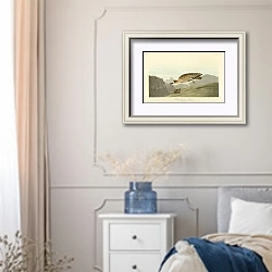«Rocky Mountain Plover» в интерьере спальни в стиле прованс с синими деталями